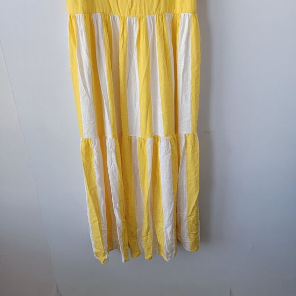 Ann Taylor womens Linen blend Sundress Dress sz 10 Striped Square Neck Midi - Picture 4 of 8